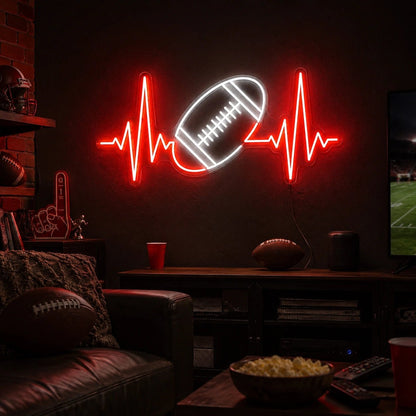 American Football Heartbeat Man Cave LED Neon Sign - Shineneon