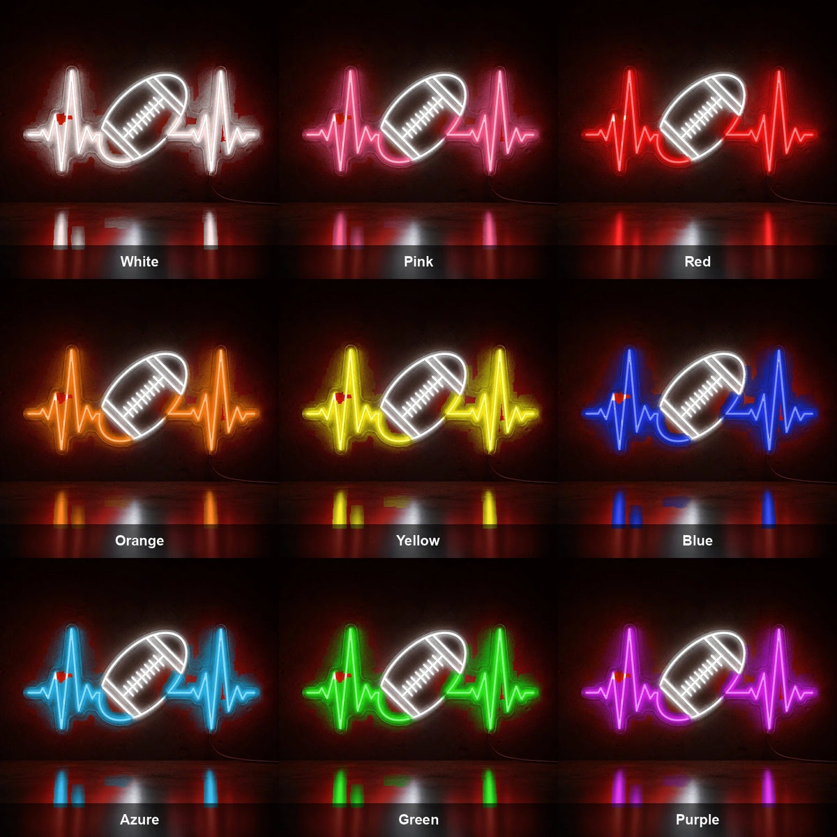American Football Heartbeat Man Cave LED Neon Sign - Shineneon