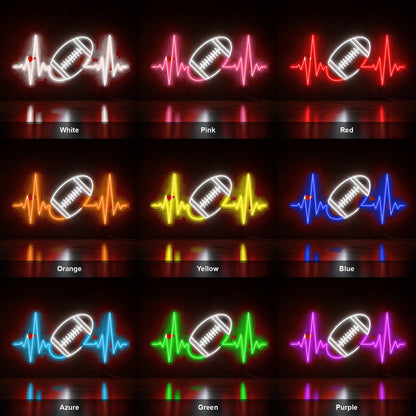 American Football Heartbeat Man Cave LED Neon Sign - Shineneon