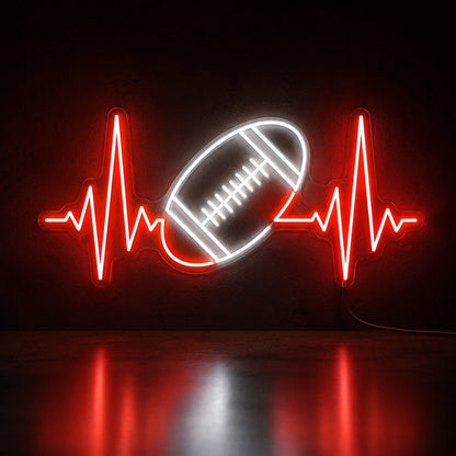 American Football Heartbeat Man Cave LED Neon Sign - Shineneon