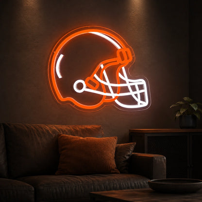 American Football Helmet Facemask LED Neon Sign real lifestyle scene