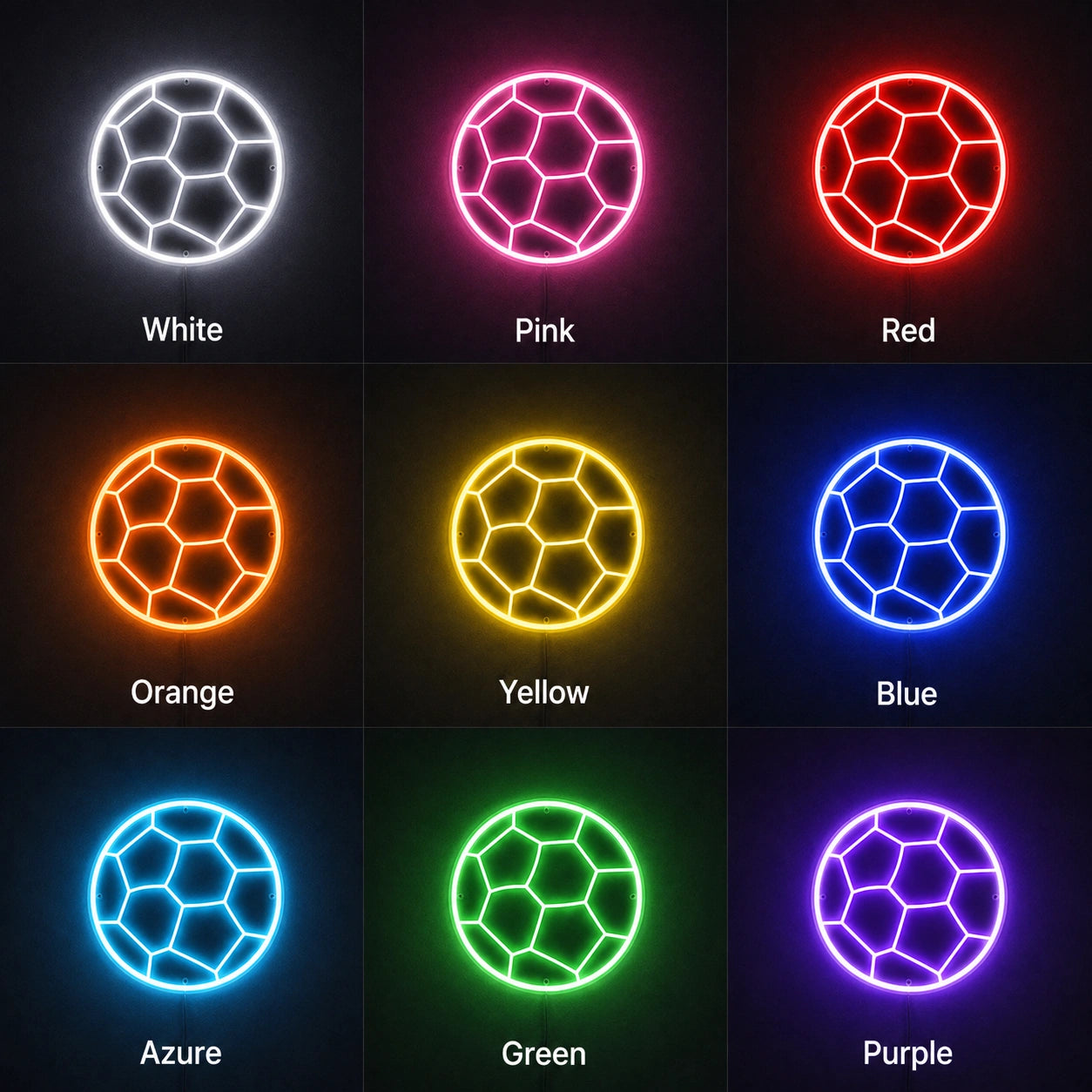 American Football LED Neon Sign day and night comparison