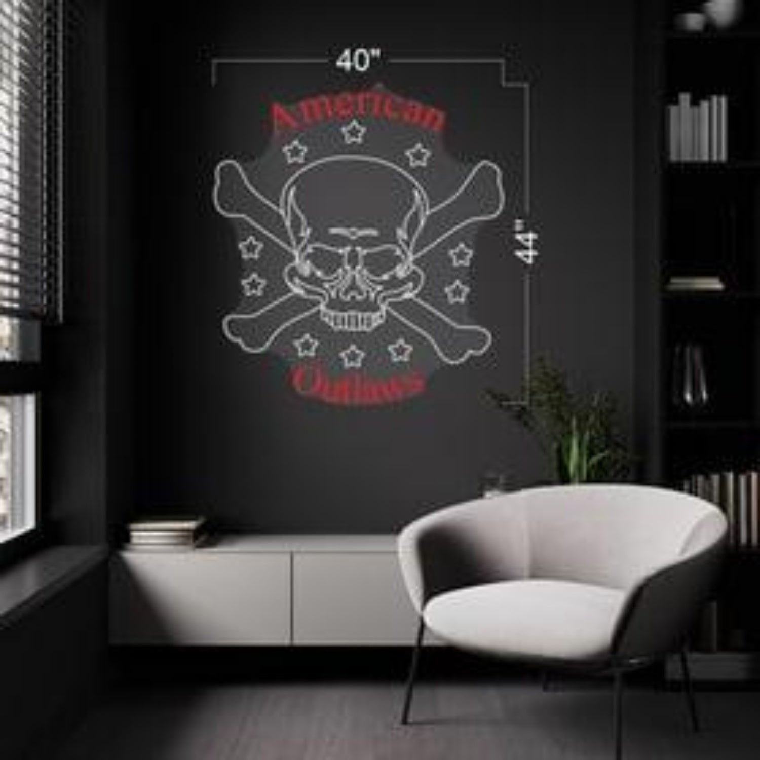 American Outlaws Red White Skull Crossbones Led Neon Sign For Indoor Wall Art | Shineneon