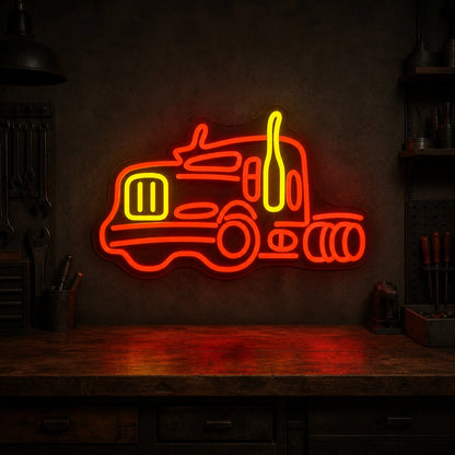 American Road Semi Truck Vintage LED Neon Sign size image