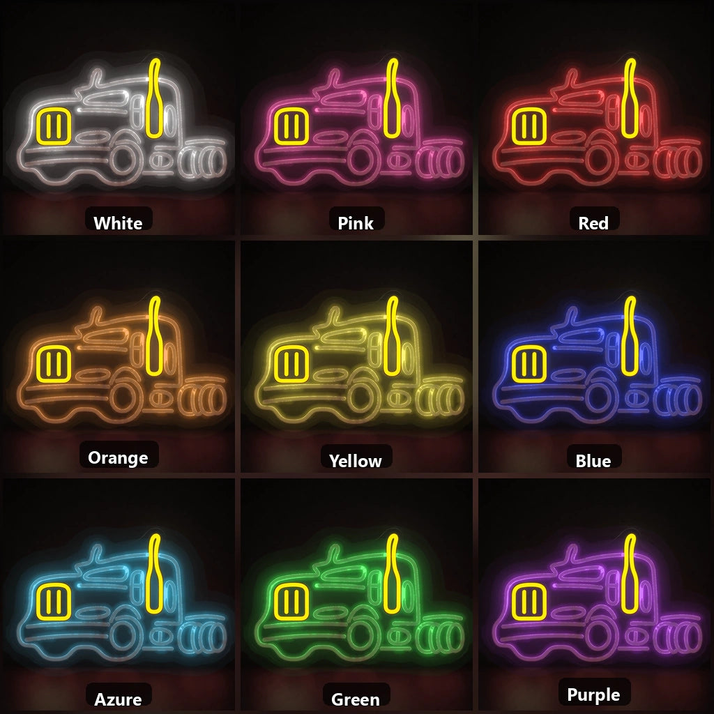 American Road Semi Truck Vintage LED Neon Sign color grid