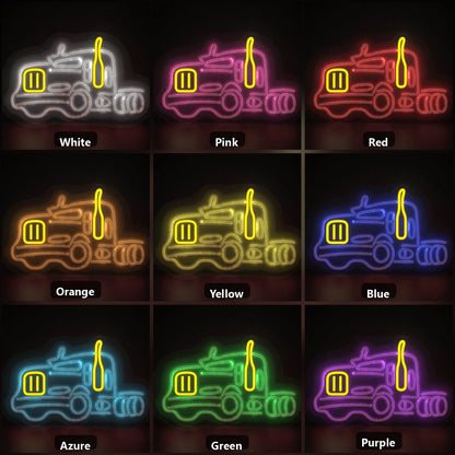 American Road Semi Truck Vintage LED Neon Sign color grid