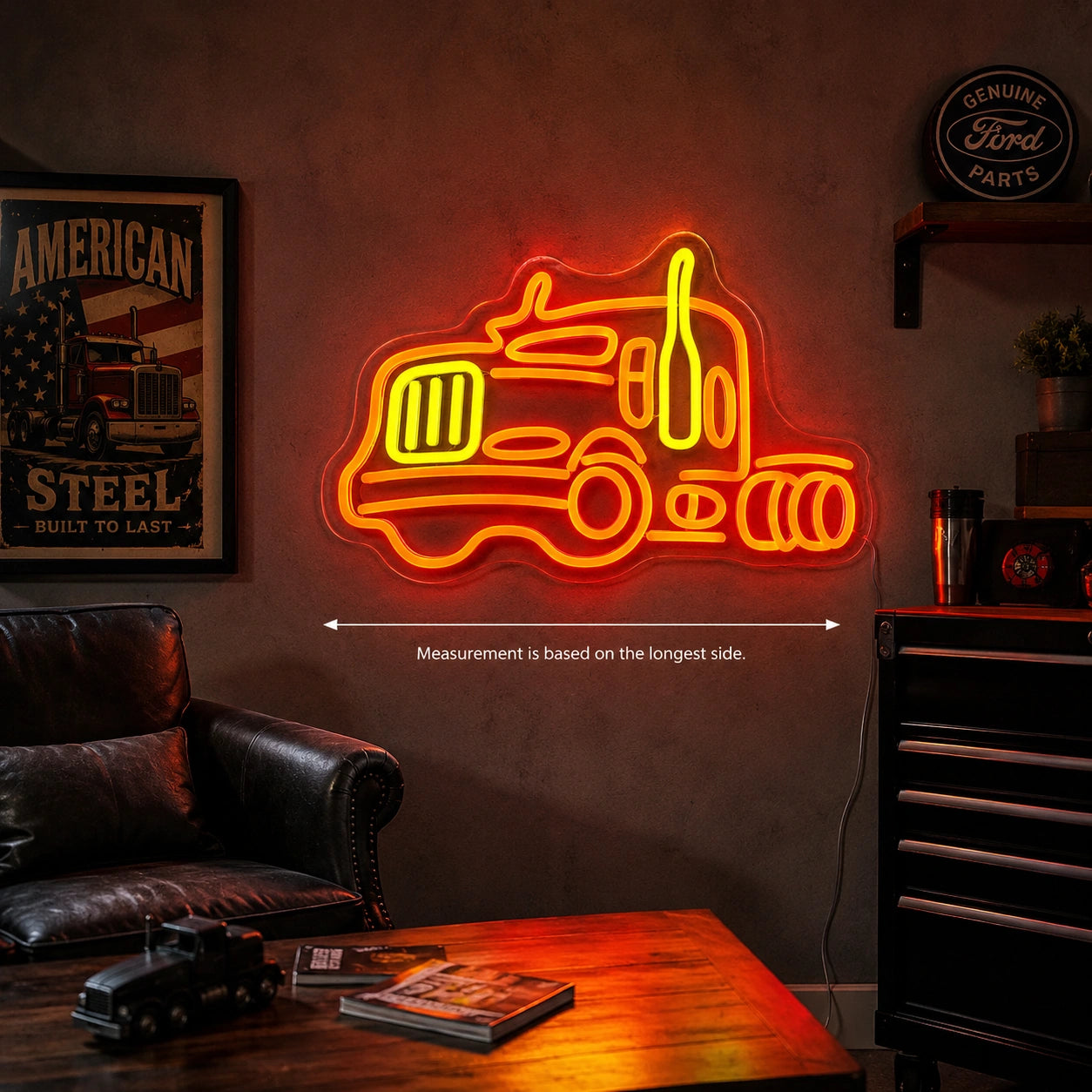 American Semi Truck LED Neon Sign size image