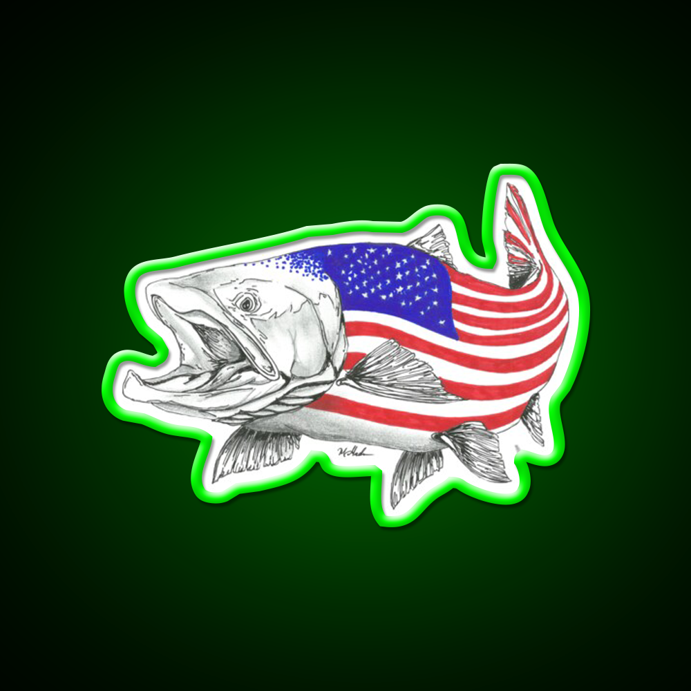 American Sl Head Salmon Beer Bar Decor Led Neon Sign Rgb Color