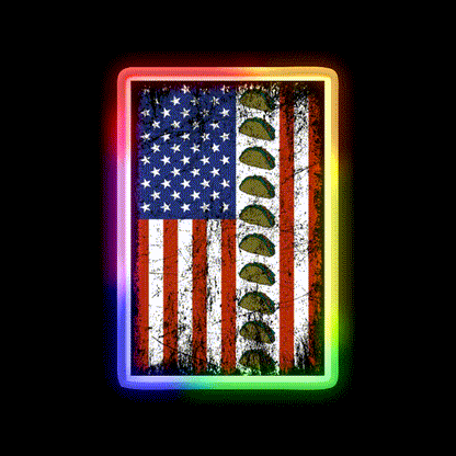 Americans Love Taco Led Neon Sign Mexican Food Sign Rgb Color - LED neon sign close-up detail