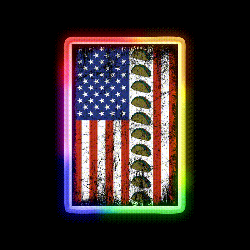 Americans Love Taco Led Neon Sign Mexican Food Sign Rgb Color - LED neon sign close-up detail