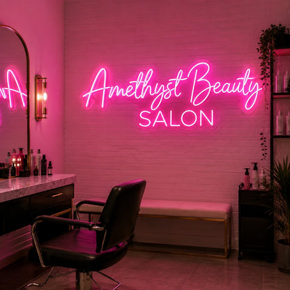 Amethyst Beauty Salon LED Neon Sign - 03 Real Lifestyle Scene