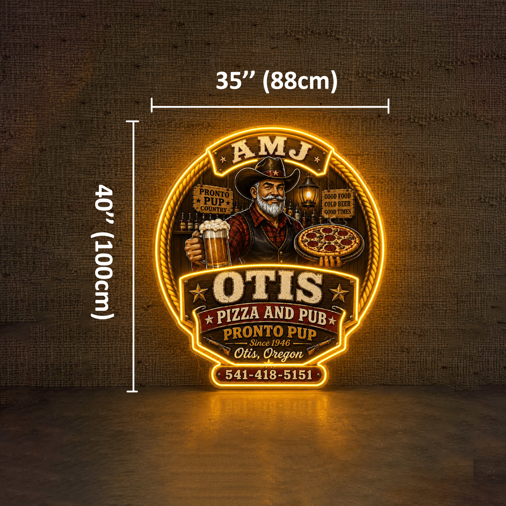 AMJ OTIS Pizza and Pub Sign LED Neon Sign - Shineneon