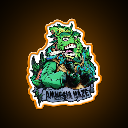 Amnesia Haze Weed Strain Hemp Inspired Green Leaf Led Neon Sign Rgb Color - LED neon sign view 6