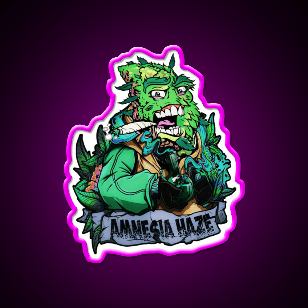 Amnesia Haze Weed Strain Hemp Inspired Green Leaf Led Neon Sign Rgb Color - Shineneon