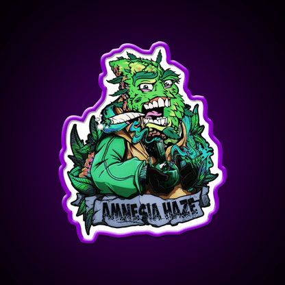 Amnesia Haze Weed Strain Hemp Inspired Green Leaf Led Neon Sign Rgb Color - Shineneon
