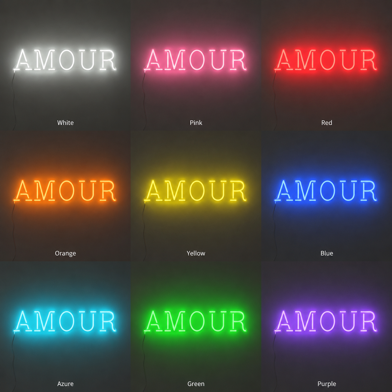 Amour LED Neon Sign Wall Decor - 05 Color Grid