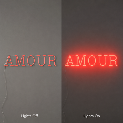 Amour LED Neon Sign Wall Decor - 06 Day Night Comparison