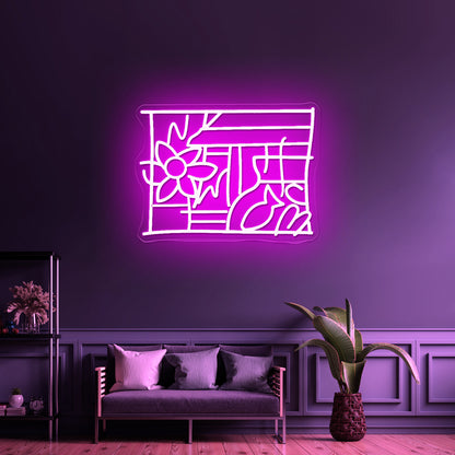 Amour Neon Sign Font Free Customizable - LED neon sign close-up detail