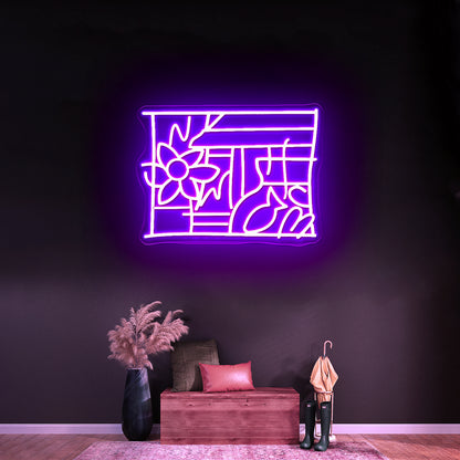 Amour Neon Sign Font Free Customizable - Neon sign mounted on wall in room