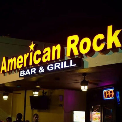Amrican Rock Bar Grill 3D Frontlit Channel Letters Led Light Sign - Shineneon