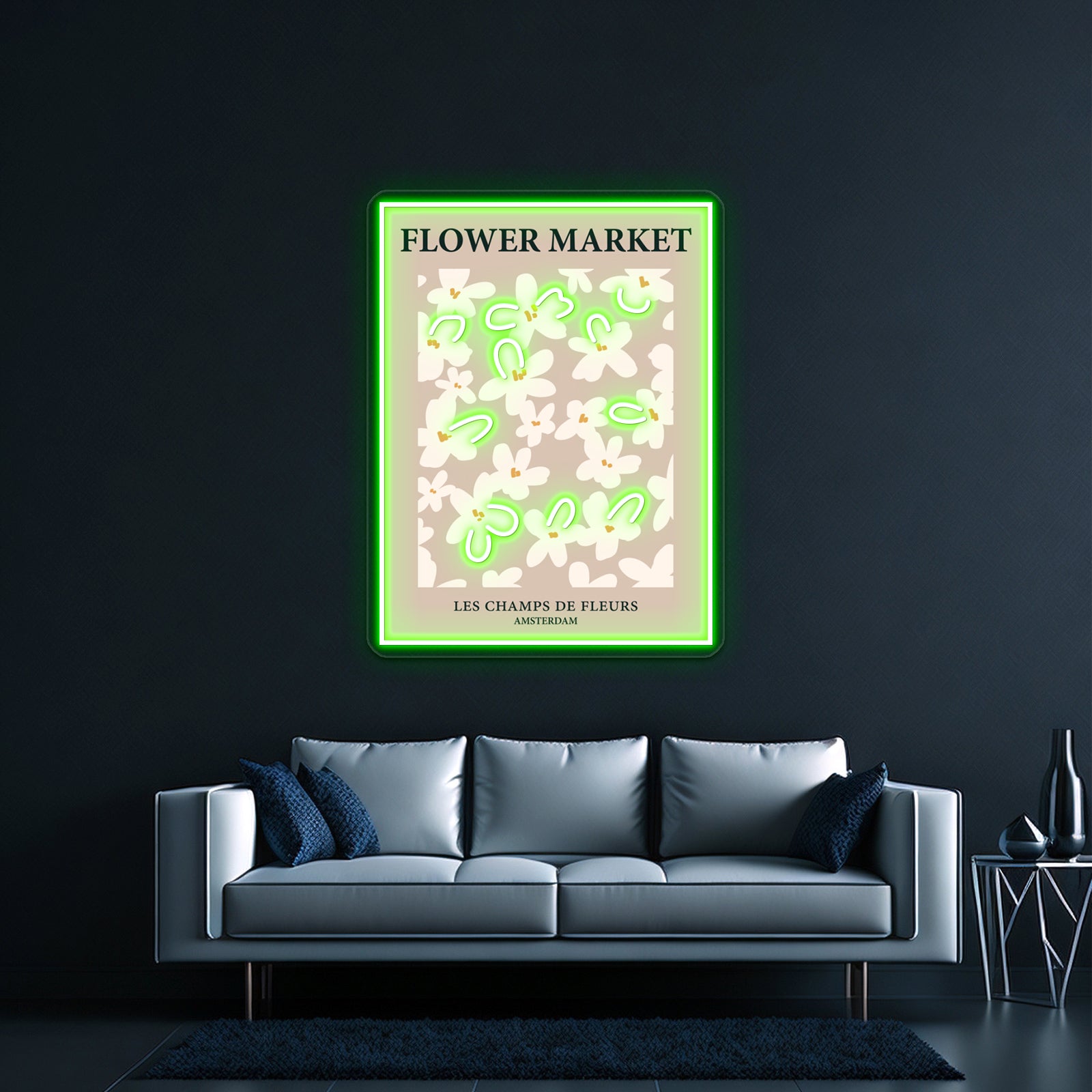Amsterdam Neutral Beige Flowers Light Academia Aesthetic Wall Artwork Neon Signs | Shineneon
