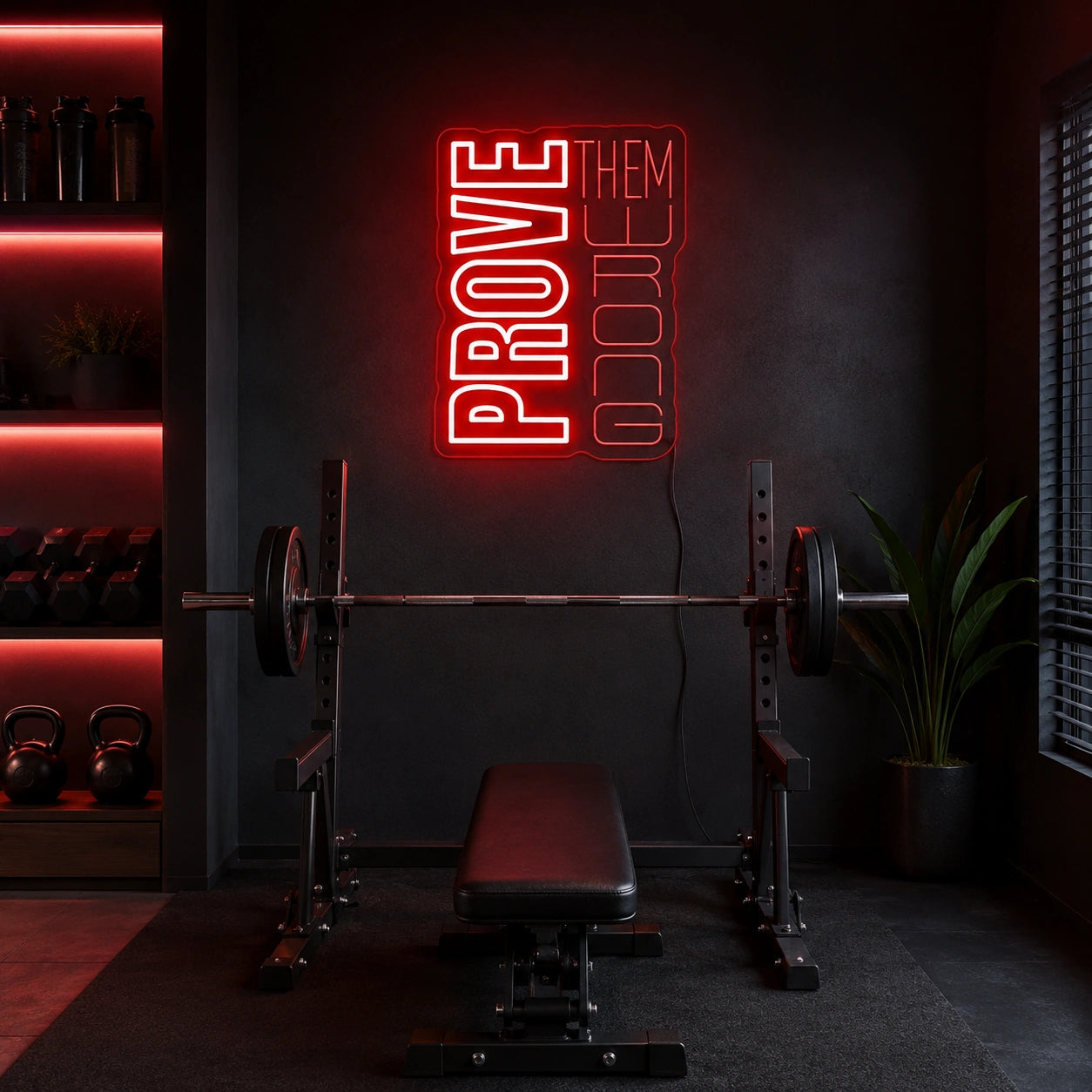 An Empty Gym Room With LED Neon Sign - 04 Size Image