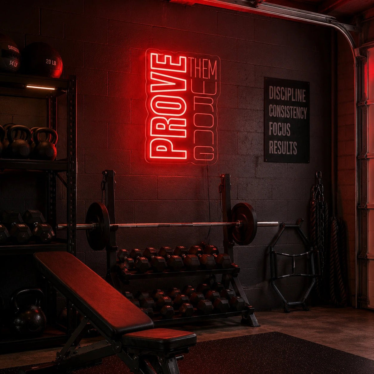 An Empty Gym Room With LED Neon Sign - Shineneon