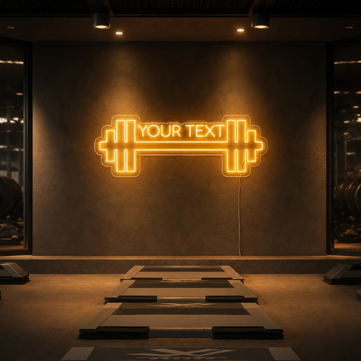 An Empty Gym With Rows LED Neon Sign - 01 Original Product Image