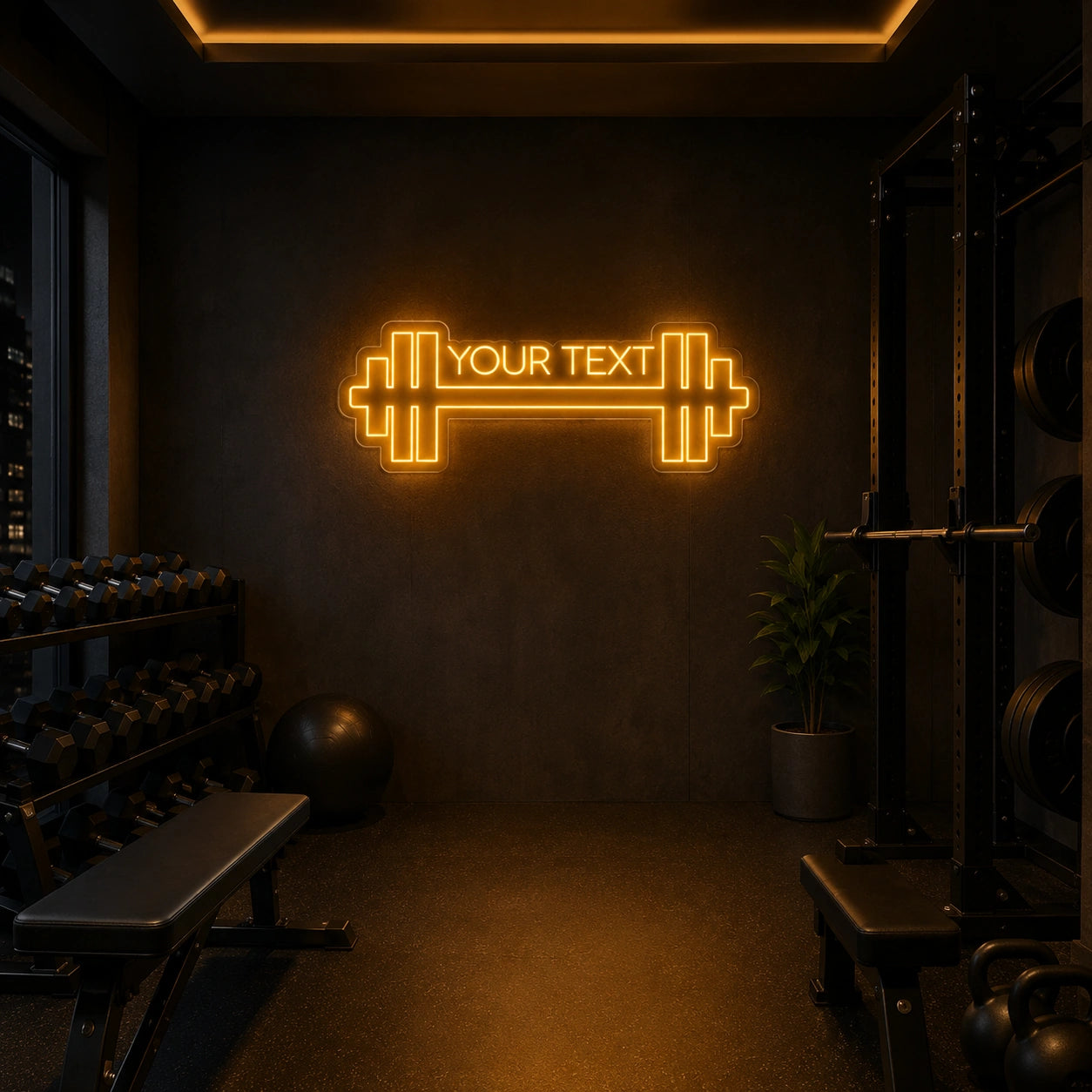 An Empty Gym With Rows LED Neon Sign - 02 High-Converting Product Image