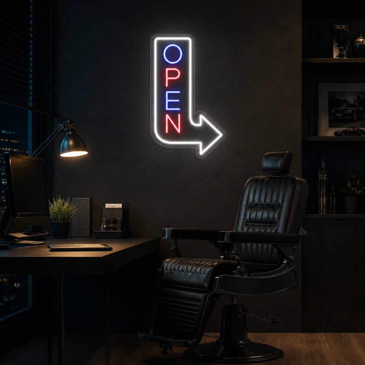 An Office Chair Sitting In LED Neon Sign - 02 High-Converting Product Image