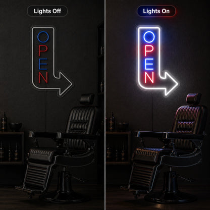 An Office Chair Sitting In LED Neon Sign - 06 Day Night Comparison