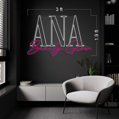 Ana Beauty Glow Led Neon Sign Modern Script Style Indoor Decor | Shineneon