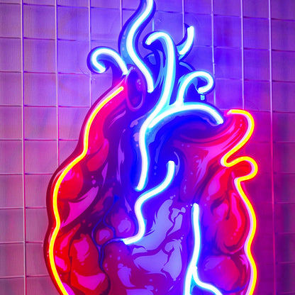 Anatomical Heart Red-Blue-Yellow Uv Printed Led Neon Sign Bar Art Gallery Decor | Shineneon