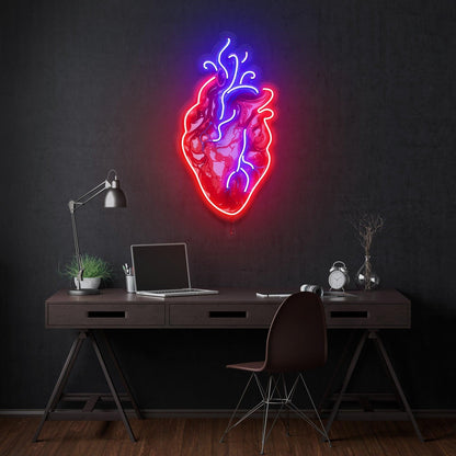 Anatomical Heart Red-Blue-Yellow Uv Printed Led Neon Sign Bar Art Gallery Decor | Shineneon