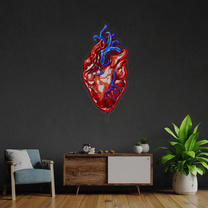 Anatomical Heart Red-Blue-Yellow Uv Printed Led Neon Sign Bar Art Gallery Decor | Shineneon