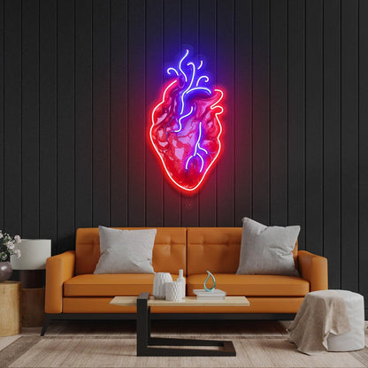 Anatomical Heart Red-Blue-Yellow Uv Printed Led Neon Sign Bar Art Gallery Decor | Shineneon