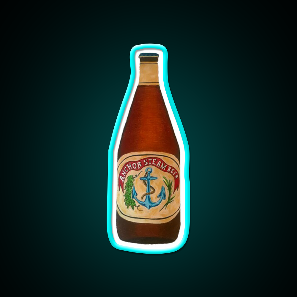 Anchor Steam Bottle Illustration Beer Bar Decor Led Neon Sign Rgb Color - Size and dimension reference