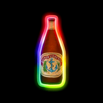 Anchor Steam Bottle Illustration Beer Bar Decor Led Neon Sign Rgb Color - LED neon sign close-up detail