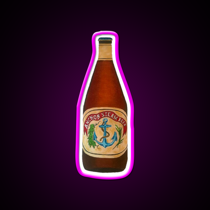 Anchor Steam Bottle Illustration Beer Bar Decor Led Neon Sign Rgb Color - Neon sign mounted on wall in room