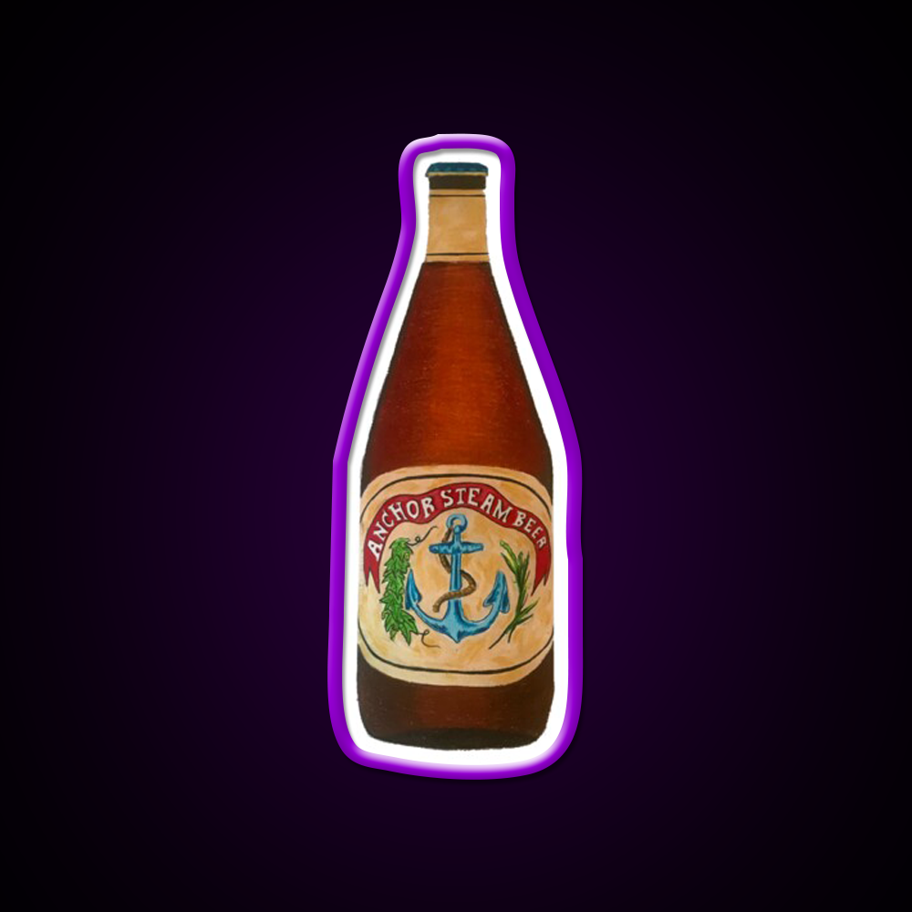 Anchor Steam Bottle Illustration Beer Bar Decor Led Neon Sign Rgb Color