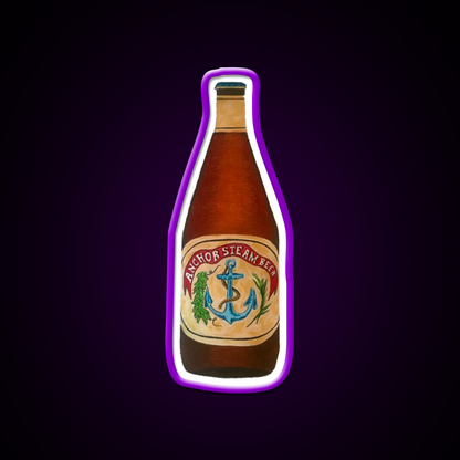 Anchor Steam Bottle Illustration Beer Bar Decor Led Neon Sign Rgb Color