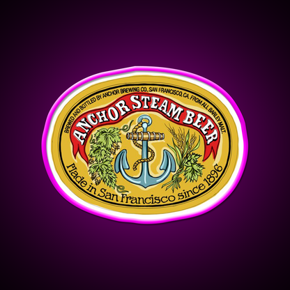 Anchor Steam Pop Beer Bar Decor Led Neon Sign Rgb Color - Neon sign mounted on wall in room