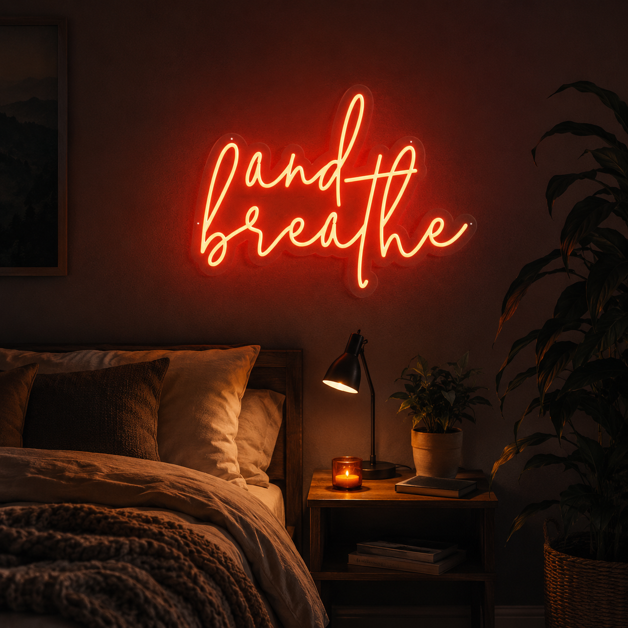 And Breathe Wall Decor LED Neon Sign - 03 Real Lifestyle Scene