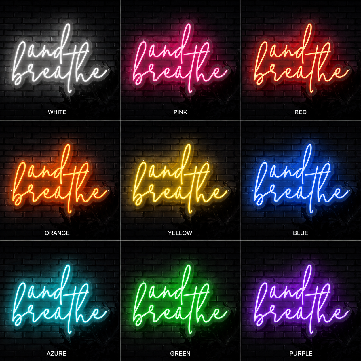 And Breathe Wall Decor LED Neon Sign - 05 Color Grid