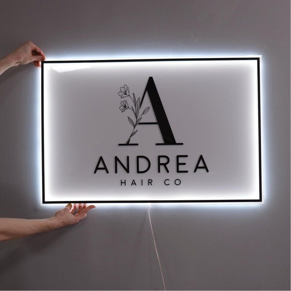 Andrea Hair Salon Acrylic Business Logo Sign - Shineneon