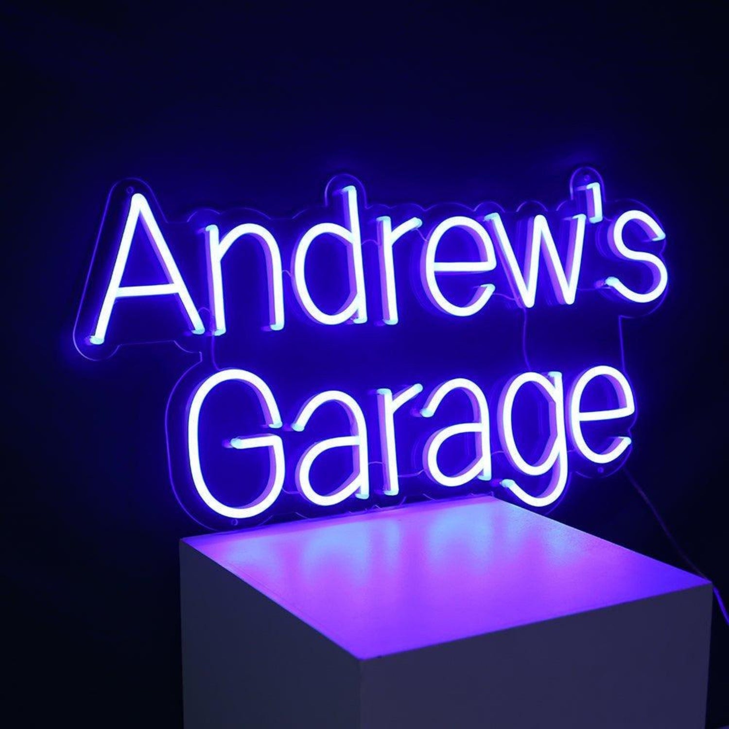 Andrews Garage Purple-Blue Script Led Neon Sign For Custom Workshop Decor | Shineneon