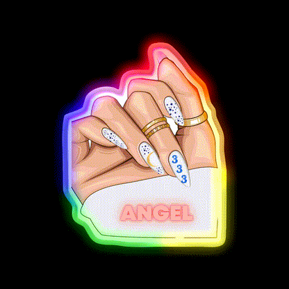 Angel 333 Nail Salon Led Neon Sign Rgb Color - LED neon sign close-up detail