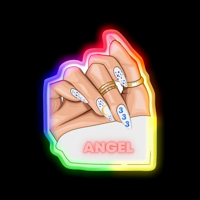 Angel 333 Nail Salon Led Neon Sign Rgb Color - LED neon sign close-up detail