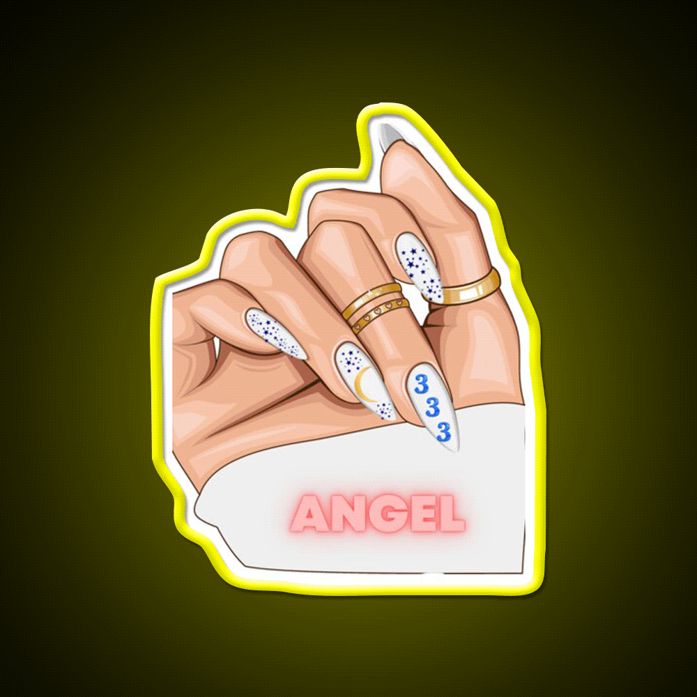 Angel 333 Nail Salon Led Neon Sign Rgb Color - Custom LED neon sign front view