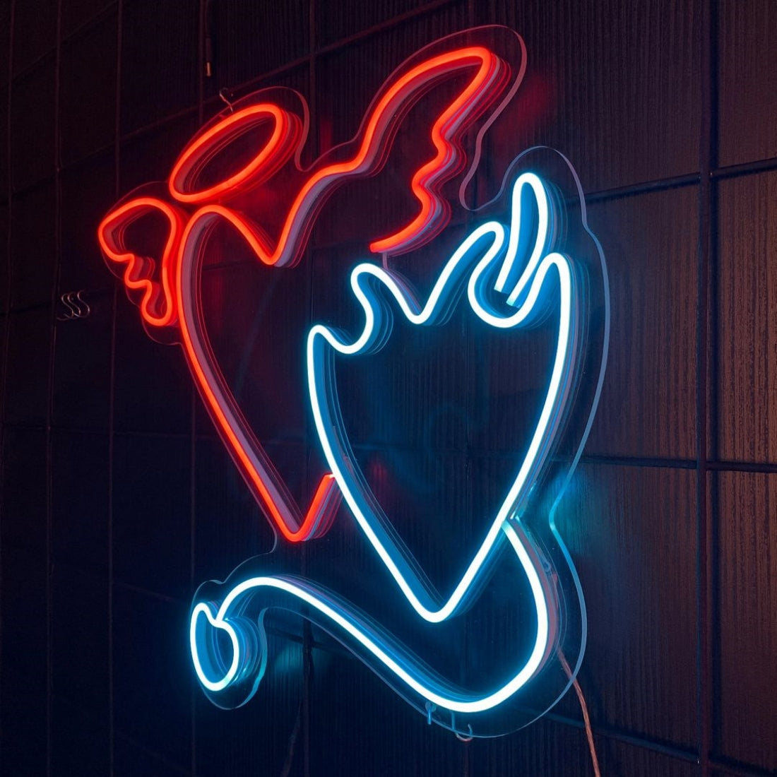 Angel And Demon Heart Led Sign Business Neon Sign